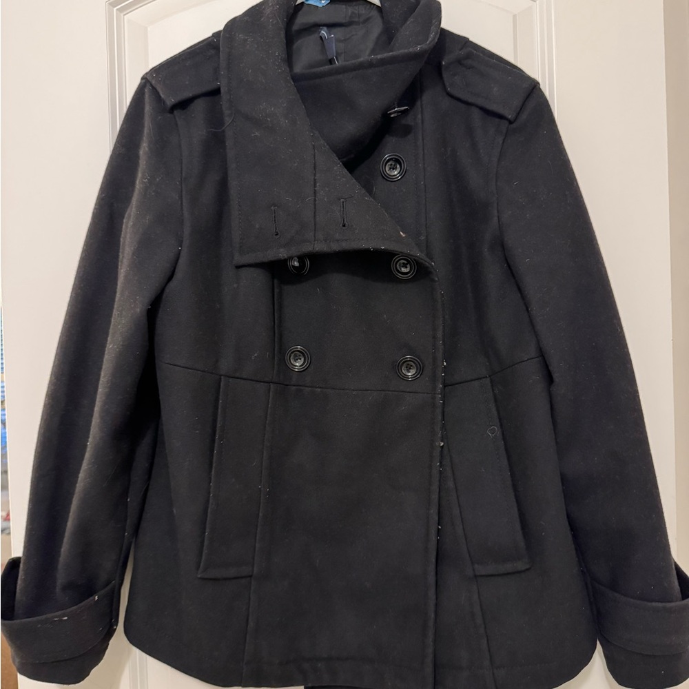Women's Black Peacoat gap